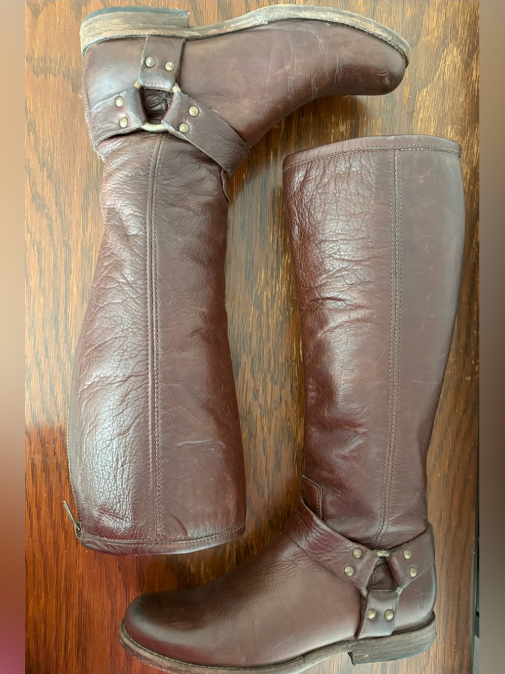 FRYE Philip Harness Brown Leather Riding Boots Size 7 - Picture 6 of 11